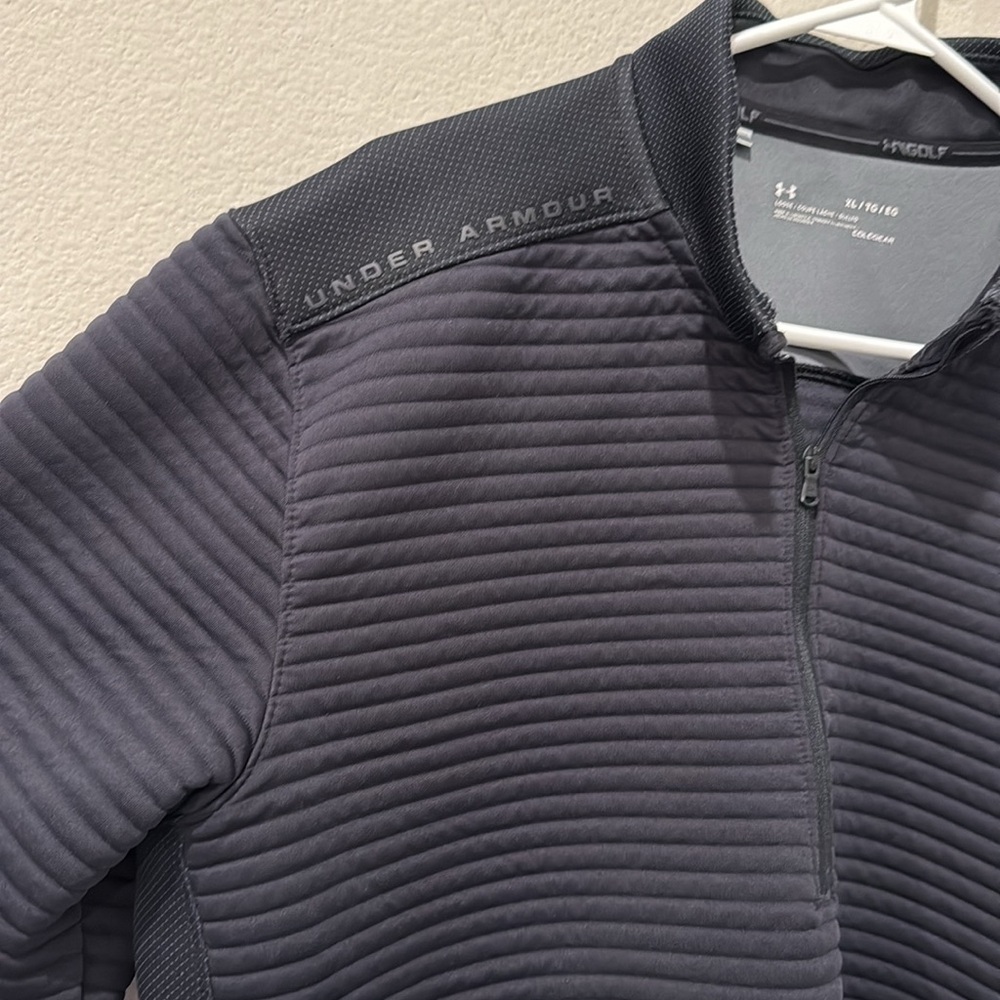 Under Armour Golf Cold Gear Black‎ Ribbed Half-Zip Pullover Men’s Extra Large - Picture 2 of 7